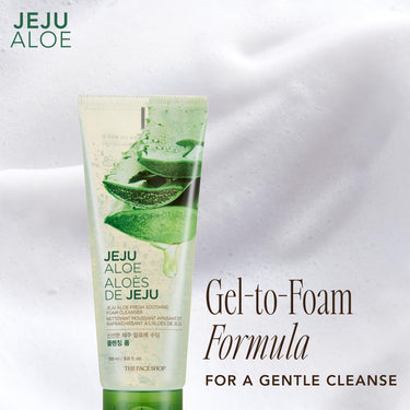 The Face Shop Jeju Aloe Fresh Soothing Foam Cleanser | Gel to Foam cleanser for Skin,Body and Face | Hydrating & cooling cleanser, 150ml